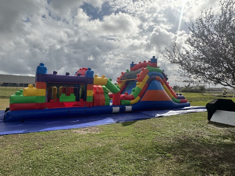 Lego obstacle with Lego slide